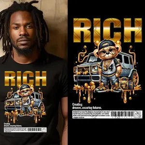 4-Pack, 6-Pack or 8-Pack RICH Gold Bear DTF Heat Transfer DIY for TShirt Business Printing