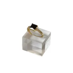 Black Onyx 14K Gold Plated Ring Emerald Cut Jewelry Classic Design