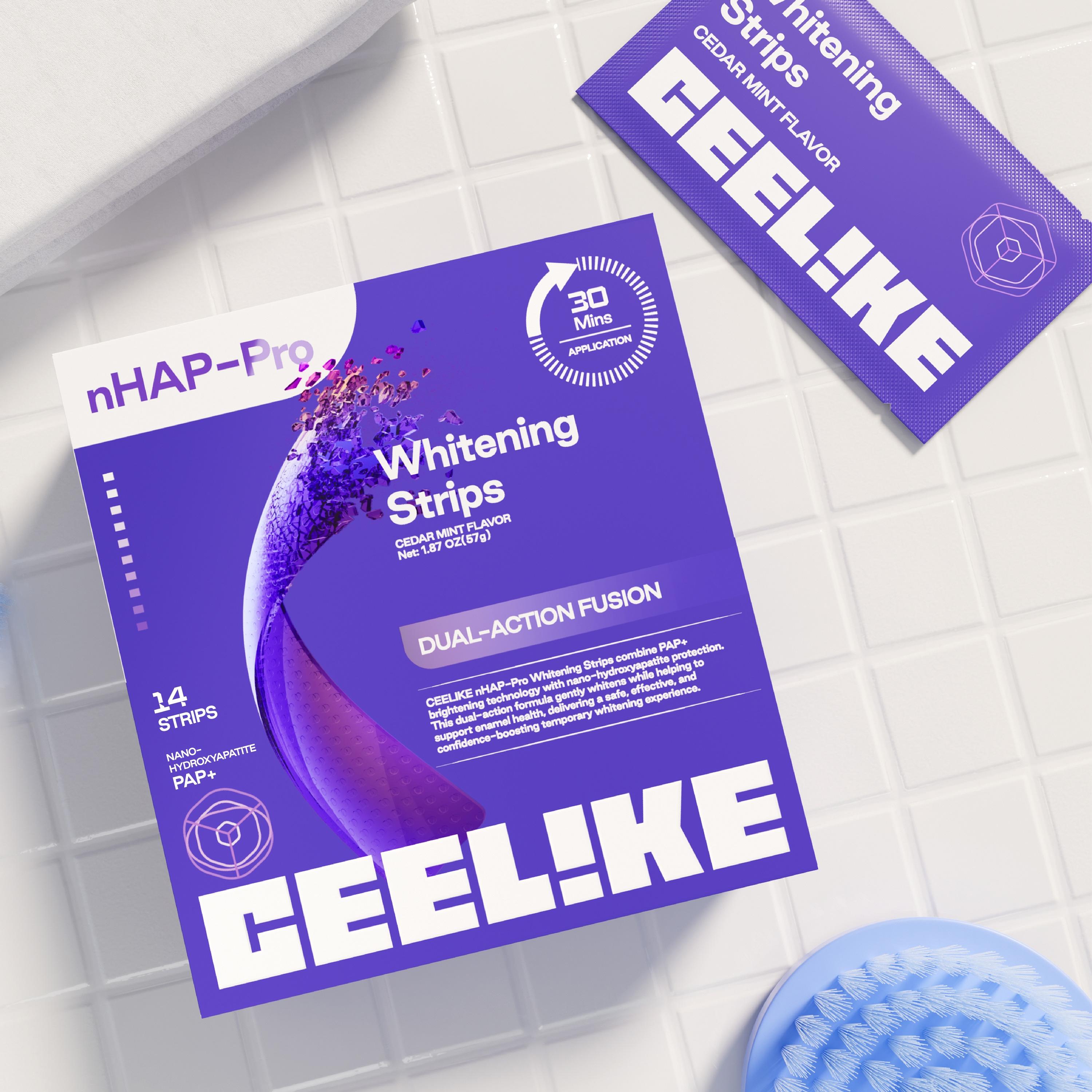 CEELIKE  Purple Teeth Whitening Strips  With Free Cheek Retractor - 7/21 Whitening Sessions -Nano-Hydroxyapatite Safe for Enamel - Non Sensitive Teeth Whitening - Peroxide-Free