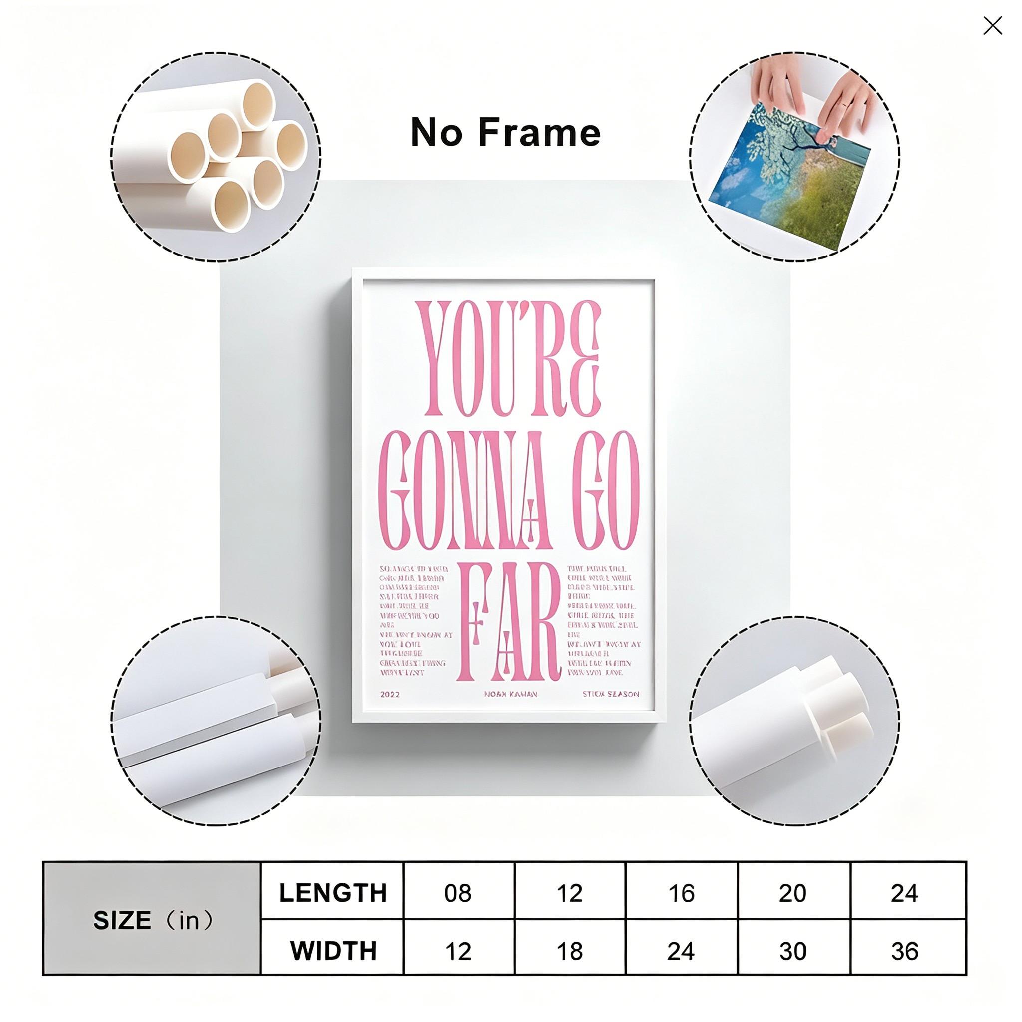 You're Gonna Go Far Noah Kahan Unframed Wall Art, Dorm Navy Blue Poster, Stick Season Lyric Print, Emotional Indie Decor, Vintage-Style Music Poster, Album Cover Poster, Bedroom Wall Decor