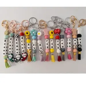 Nurse Keychain| Silicone Beads keychain, Title Badge Accessory, Nurse Cute Keychain, Nurse Title Keychain, Gift for Nurse Week beaded keychains