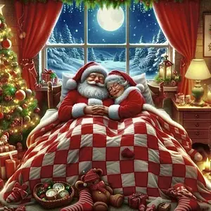 5D DIY Full Drill Round Diamond Painting - Diamond Art Kit Christmas Scene Bed. Mosaic, Canvas - DIY Wall Decor, Home Wall Decoration, Perfect for Halloween, Christmas, Independence Day, Birthday, and Anniversary Gifts.