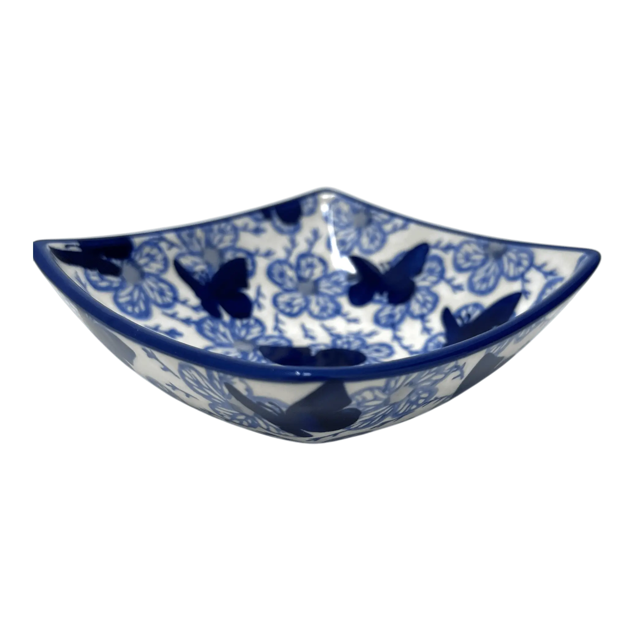 Bowl, Square, Nut, Small, 5.25" in "Blue Butterfly" by Manufaktura | M105U-AS58