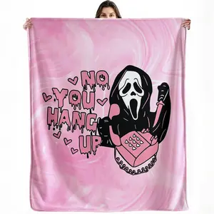 Scream Ghostface blanket — horror character & pink cute heart design