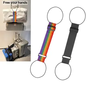 Luggage Connector 2Pcs Elastic AdjustableLuggage Strap Carrier Baggage Bungee BeltsSuitcase Belt Travel Security Carry On Strapsfor Suitcases & Bags, Over-Handle BindingStraps (Rainbow Travel Straps)