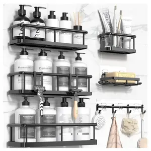 Shower Caddy Adhesive, 100% Rustproof Shower Organizer with Soap Holder, 6 Pack Large Capacity shower Shelves for Inside Shower, No Drilling Bathroom Organizers and Storage for Home Decor
