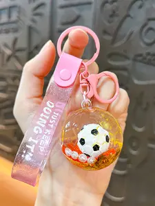 Colorful Quicksand Soccer Ball Bag Charm Pendants – Glitter Liquid Keychain with Strap, Cute Bag Decoration & Bag Chain Charms for Backpack, Ideal for Football Fans & Daily Use