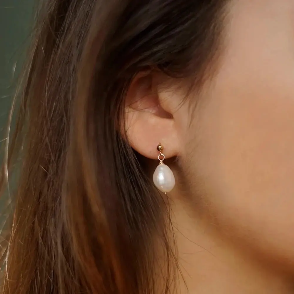 Seashell Pearl Hoops