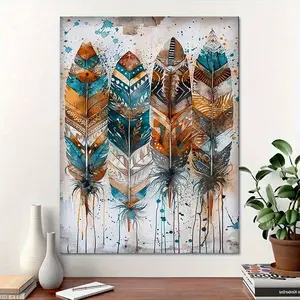 2D flat wooden frame home wall murals, feather wood frame printed poster artworks, suitable for home wall decoration, living room decoration, bedroom decoration, bathroom and toilet decoration.