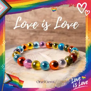 Pride Rainbow Candy Agate Beaded Bracelet | Love is Love Chakra Healing Bracelet | Colorful LGBTQ+ Friendship Jewelry Gift