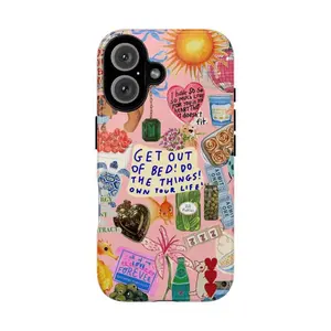 Colorful Motivational Collage Tough Phone Case with Positive Quotes and Fun Stickers, Collage Phonecover, Gift for Him for Her,phone Case Suitable for Iphone 11/12/13/14/15/16/17 Pro Promax Plus Air