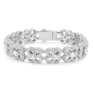 【#CMB19】Four-Leaf Clover Bracelet Copper Moissanite UCCIYO Lab-Created Moissanite Bracelets For Men or Women Hip Hop Rock Fine Jewelry