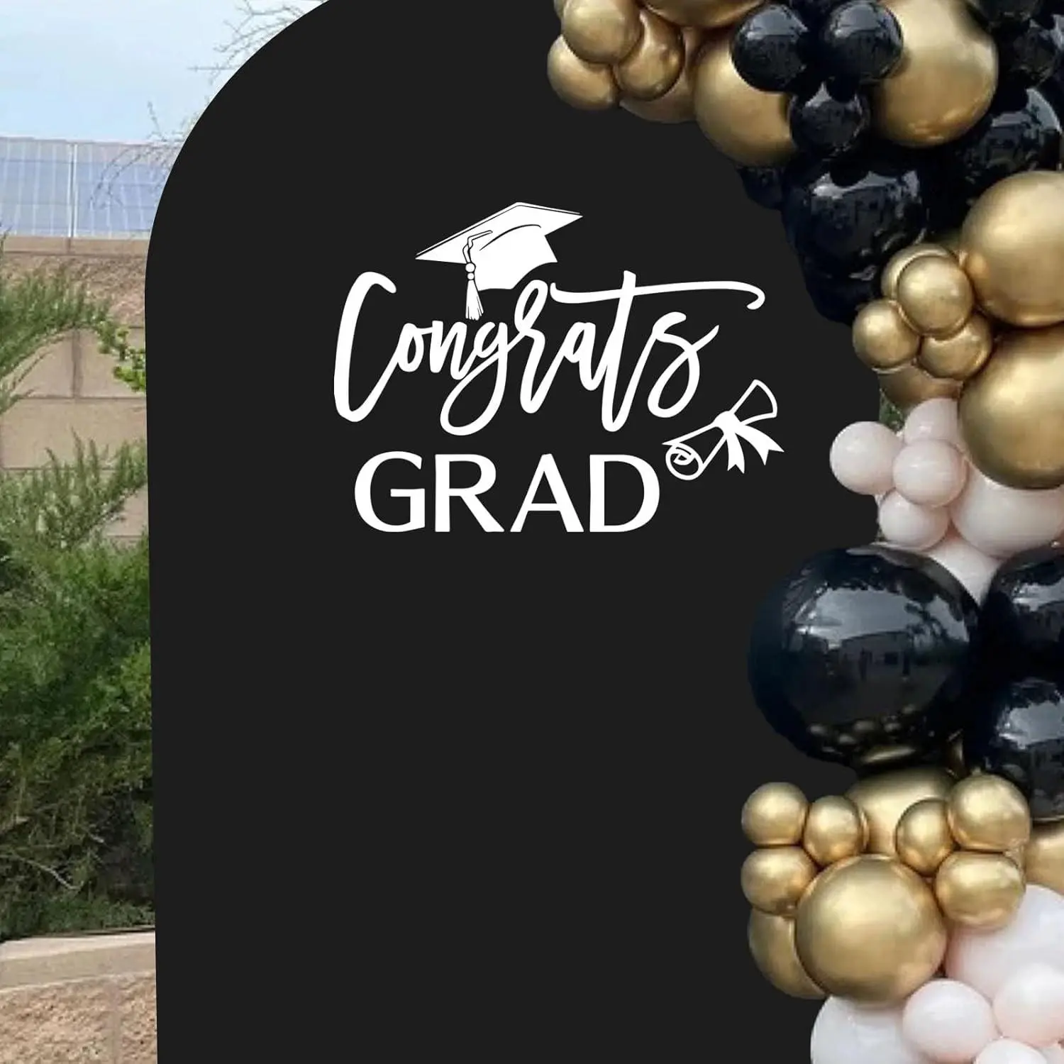 Congrats Grad Decal Sign for Balloon Arch - Graduation Decar for Grad Party, Class of 2026 Grad Party Graduation Event Planner Vinyl Decal (White) Yifanyou Sports