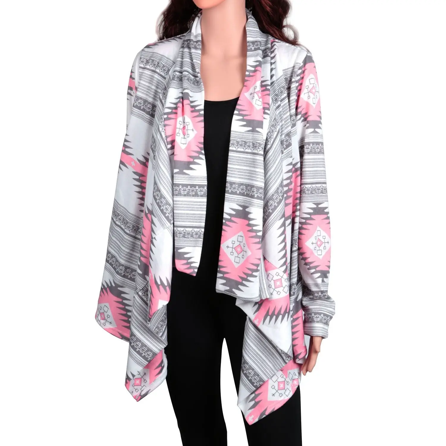 Women's Chic Cotton Knitwear - Open Front, Long Sleeve, Shawl Neck, Comfy Breathable Style Cardigan