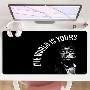 [Mouse Desk Pad] Non-Slip Mouse Pad Large Gaming Mouse Pad With Rubber Base & Stitched Edge Black White Vintage Film Noir Design Desk Top Protector Mat Desk Accessories Desk Setup For Home Office & Holiday Gifts
