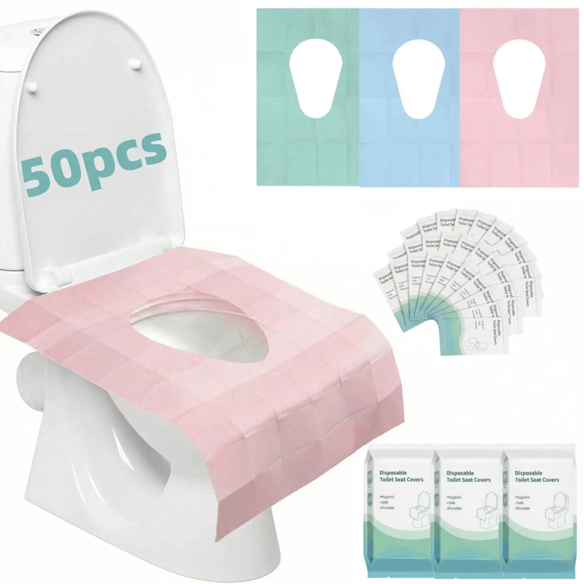 Premium Disposable Toilet Seat Covers - Individually Wrapped Multiple Packs, Soft Wood Pulp, Waterproof Layer, Full Coverage Travel Essentials for Public Toilets & Rest Rooms