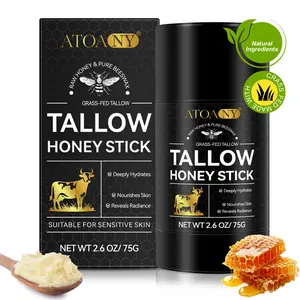ATOANY tallow honey stick 75g，Beef Tallow for Skin, Beef Tallow for Face, Hydrating TallowBalm with Raw Honey and Beeswax, Grass-Fed Beef Tallow &Raw Wild Honey Blend, Body & Face Moisturizer, NaturalFormula, Light Scent