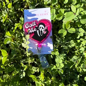 "Call Me" Ghost Badge Reel, Horror Trendy 2026 ID Holder Gifts for Nurse/Teacher