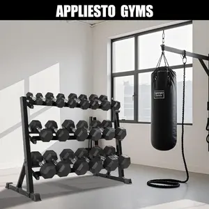 3-Tier Dumbbell Rack Stand: Holds 5-50lb weights with a 1100 lb max capacity. Designed specifically for dumbbell storage.