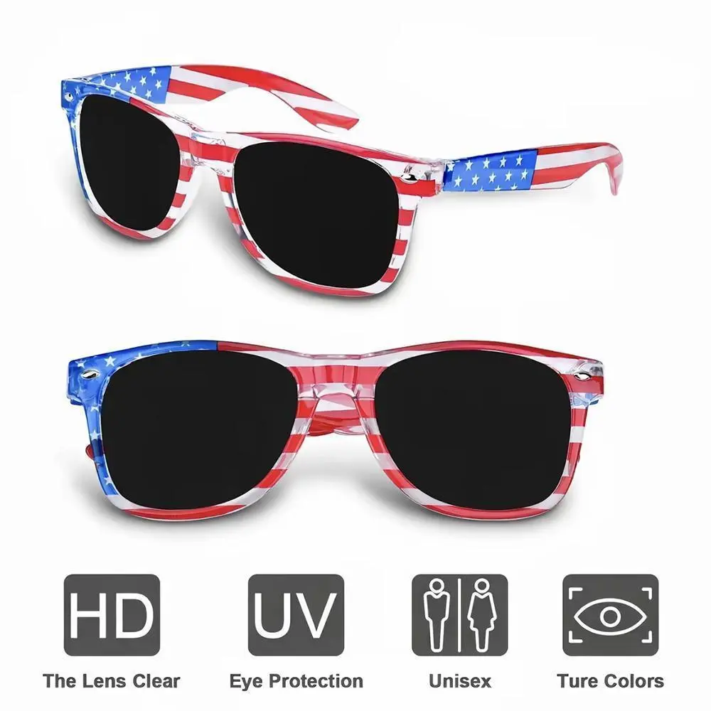 3 Pairs Patriotic American Flag Frame Sunglasses for Men & Women, UV-Protective UVSafe PC Lenses, 4th of July Party Wear, Sports Eyewear Accessories