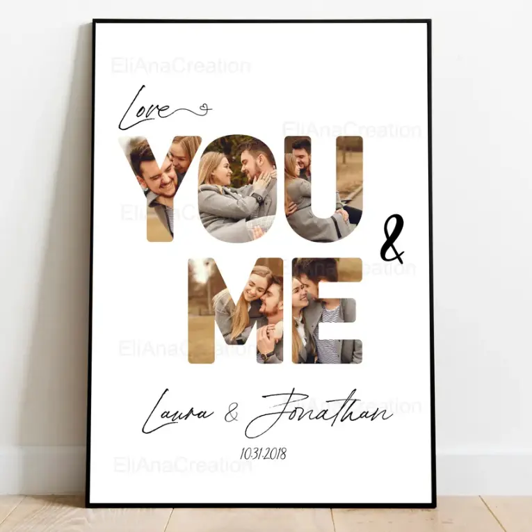 Customizable couple poster - You & Me - Love - Personalized gift to offer