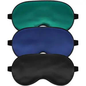 Silk Sleep Mask for Sleeping with Adjustable Strap, Satin Blackout for Men&Women, Comfortable Blindfold Eyeshade for Night Sleep (Black,Blue,Green)