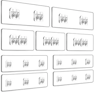 YASONIC 9-Pack Shower Caddy Adhesive Replacement - Transparent Shower Adhesive Strips, No Drilling Hooks for Bath Storage Shelves, Kitchen Racks, Basket & Soap Holder