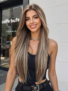 Topshe HD Frontal Hairline Wig, Balayage Handmade Weave, 13x6 Natural Look, Multi-Purpose Synthetic Hairpiece