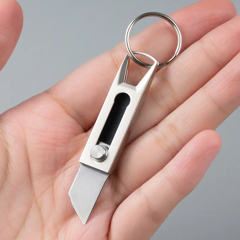 Multifunctional Paper Cutter Portable Mini Push Pull Craft Knife Keychain Hanging Piece Sharp Open Box Unpack Fast Mail Small Knife Office Gadgets Craft Cutting Tool Versatile Cutting Supplies Office Cutting Supply Home Office