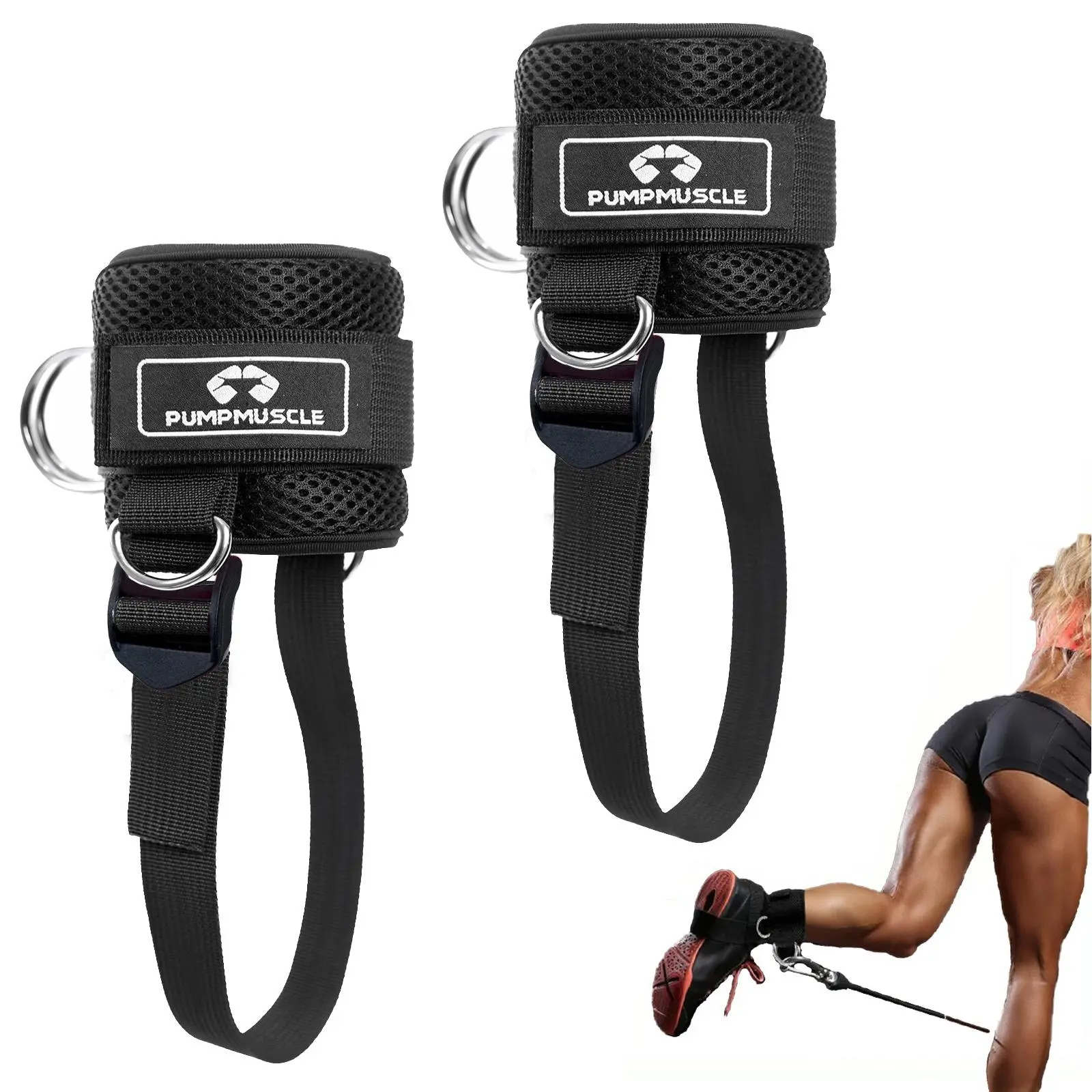 Ankle Strap, 1 Pair Adjustable Ankle Cuff for Cable Machine Kickbacks, Comfort Padded Gym Workout Ankle Strap for Butts, Leg Kickbacks, Glute Fitness Accessories