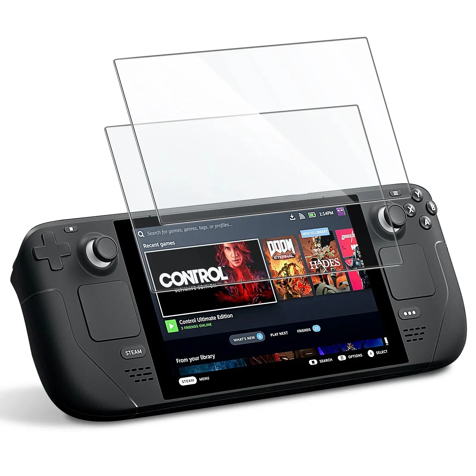 #DealsForYouDays Steam Deck/Steam Deck Oled Tempered Glass Screen Protector 2.5D Curved Edge 9H Hardness Shatterproof Anti-Scratch HD Bubble-Free，extends playtime，enhance gaming，father's day gift.