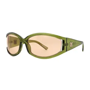 Mad Shade Bold Green Oval Wrap Around Sunglasses with UV400 Lenses – Y2K Futuristic Unisex Fashion Shades #46