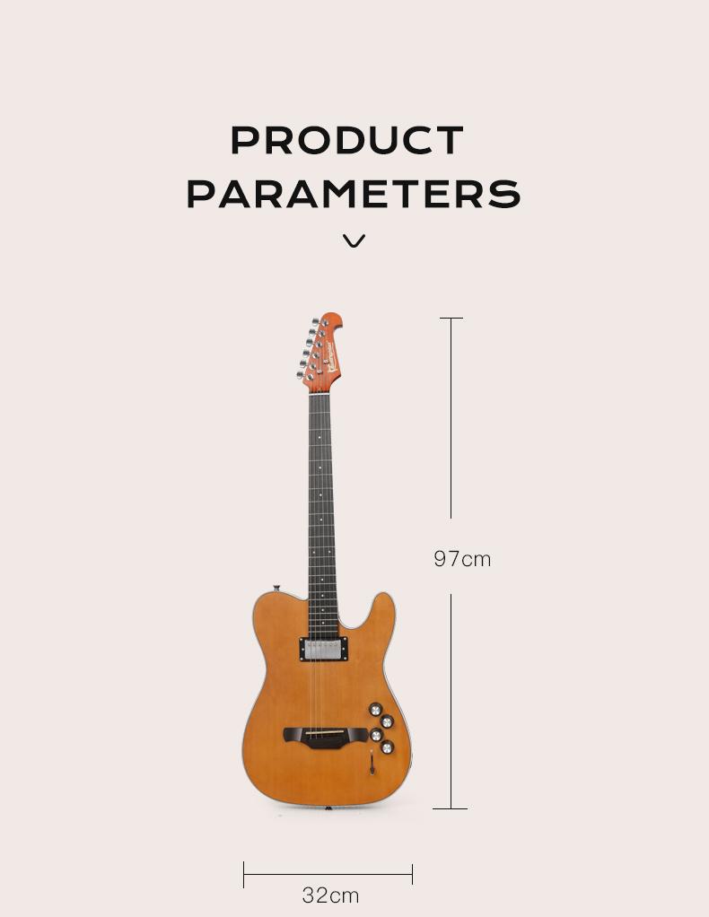 Bullfighter K10 Hybrid Silent Guitar – 2-in-1 Acoustic & Electric Modes, Built-in Chorus & Reverb Effects, Solid Maple Body, Lightweight & Portable – Perfect for Home Practice, Travel, and Stage Performance