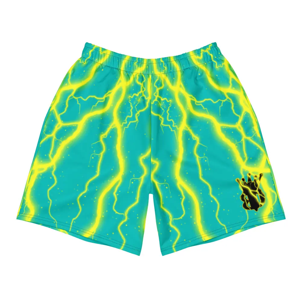 Iris Blue Lightning Shorts for exercising, running, and/or swimming