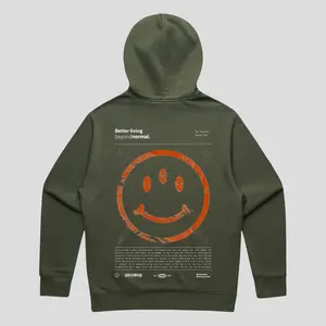 Supernormal. Army Green & Orange Hoodie