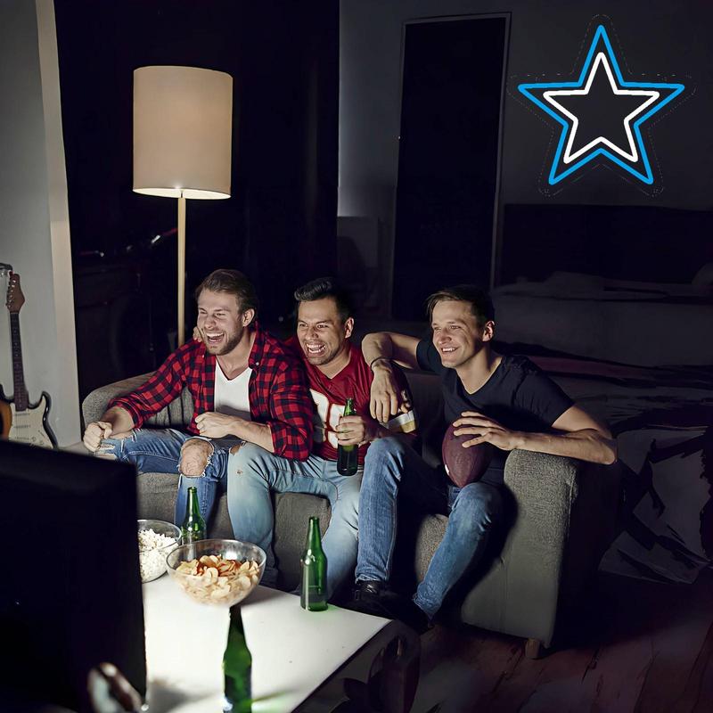 Cowboys  Neon Sign Football Neon Sign for Room Decor Sports Neon Light LED Sign for Sports Fans Gifts USB Powered Neon Wall Sign Dimmable for Man Cave Sports Studio Wall Art 12.6”*13.2”