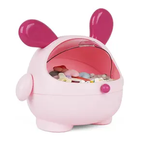 Cute Pink Poodle Desktop Storage Box with Flip Lid - Waterproof Plastic Storage Box, Suitable for Keys, Decorations, and Small Items, Perfect for Home, Office, or Children's Room, Cute Desk Accessories