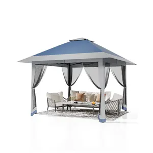13x13 FT Gazebo with Mosquito Netting, Heavy Duty Double Roof Gazebo Tent, Portable Outdoor Canopy Gazebo for Patio and Backyard