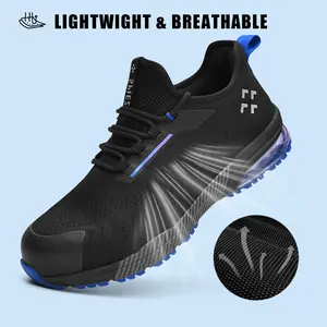 SPlEZ Air Cushion Composite Toe Safety Shoes Anti-hit andanti-puncture comfortable sneakers(060C) Women/Men