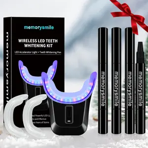 Oral Care Set, Wireless Home Teeth Cleaning Whitening Kit with LED Light Feature, Natural Effective Stain Removal, Includes 4 Tooth Gel Pens & 2 Replacement Brackets