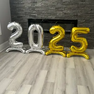 32” Self-Standing Grad Balloon Numbers – Gold & Silver Graduation Balloons Number Balloons