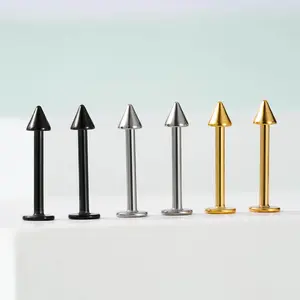 Oufer 16G 6PCS 6/8/10/12MM Spike Top Labret Stud Snakebites Piercing