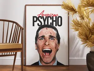 American Psycho Movie Poster, Horror Thriller Wall Art, Cult Classic Film Decor, Christian Bale Fan Gift,2000s Movie Print,Wall Art Print