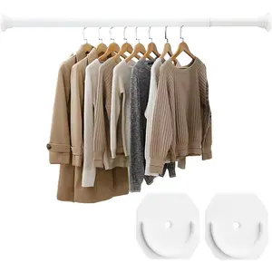 No Drilling Adjustable 30 to 88 Inch White Tension Closet Rod Heavy Duty Space Saving Spring Pole for Hanging Clothes Wardrobes Shoe Cabinets