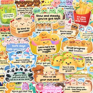 50PCS Tiny Cheer Squad Positive Affirmation Stickers by Puraesla – Series One All Star Squad Cozy Mental Health Support Pack, Cute Animal & Food Stickers, Inspirational Gift for Friends & Graduation