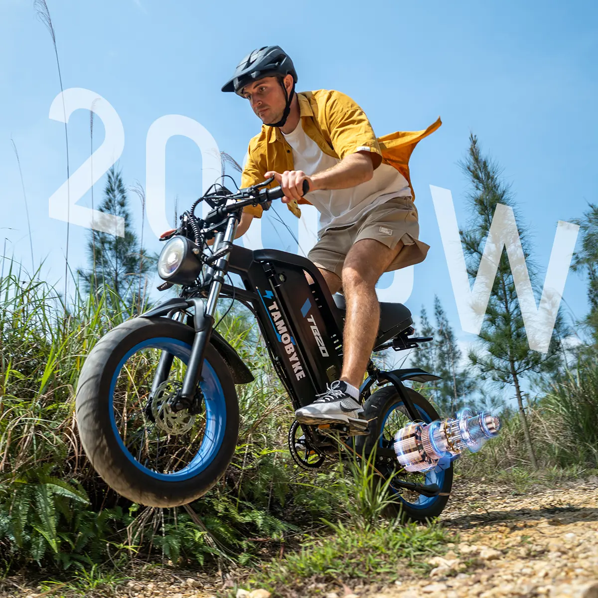 Tamobyke TB20 E-Bike for Adults, 1500W Motor 20" Fat Tires Ebike, Up to 35MPH, 48V 25Ah Removable Battery, Full Suspension Electric Motorcycle