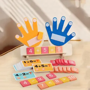 Wooden Arithmetic Learning Board, Educational Toy with Number Blocks and Math Operation Cards, Early Interactive Addition Subtraction Tool, Math Learning Tools, Number Counting Blocks