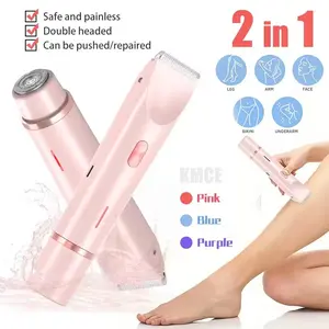 2-in-1 Shaver Hair Trimmer for Women, USB Rechargeable Dual-Head, USB Charging, Multipurpose Bikini Razor and Face Shaver for Arms, Thighs, Body with Rechargeable Lithium Battery, for Ideal New Year Gift Valentine's Day Gift
