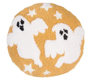 16" x 16" Ghost Duo Hooked Throw Pillow by Valerie 16" x 16" Ghost Duo Hooked Throw Pillow by Valerie