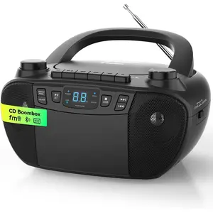 Cassette Tape Player with , Boom Box CD Player AM FM Radio, Multi-Functional CD and Cassette Player Combo,Tape Recording,USB/AUX, Power,Headphone Jack for
